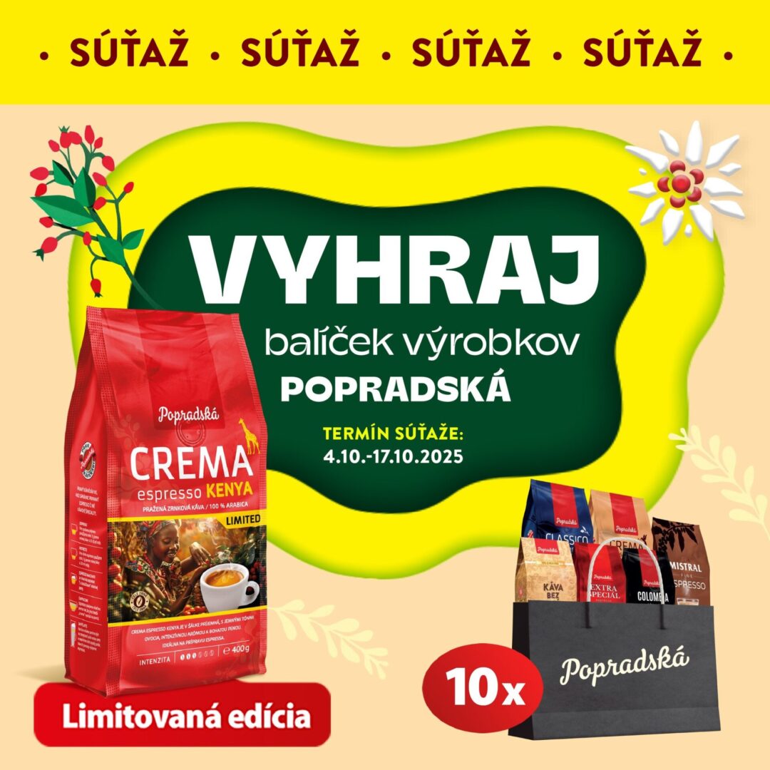 Vyhrajte jeden z 10 balíčkov kávy Popradská na FB