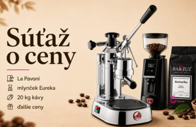 Súťaž o kávovar La Pavoni, mlynček Eureka, 20 kg kávy a ďalšie ceny