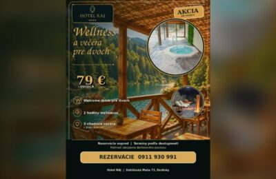 SÚŤAŽ Hotel RAJ: vyhrajte vstup do wellness pre dvoch (1 výherca)